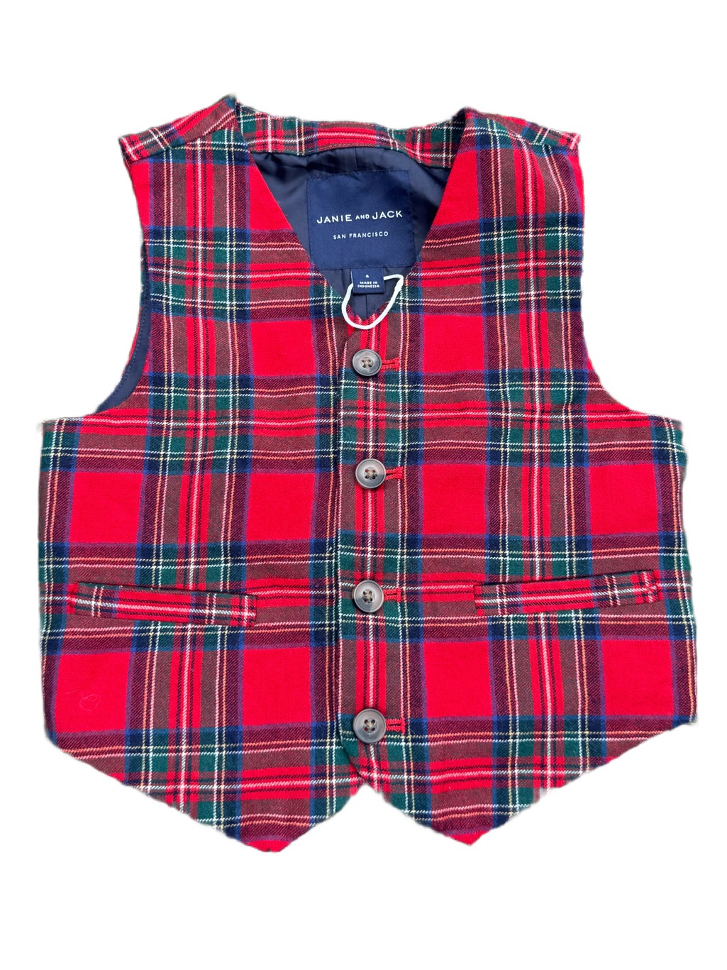 Janie And Jack Red Plaid Kids Vest Holiday